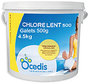 Chlore Lent piscine Galet 500g - seau 4.5kg